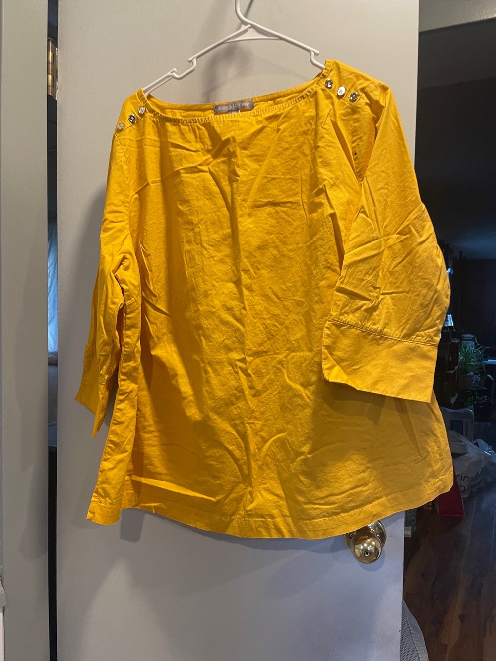 Jessica London Women’s Yellow Off-Shoulder Button Accent Shirt size 18W